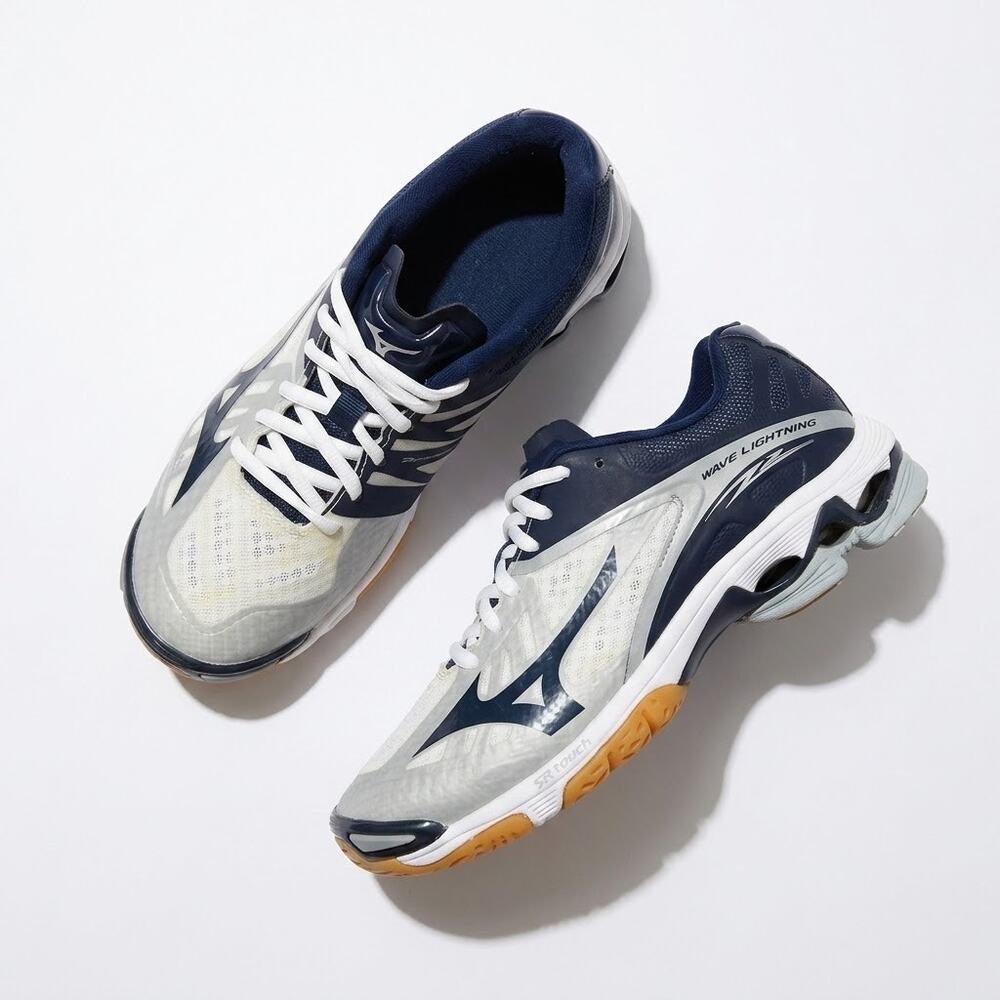 Mizuno Mesh Wave Lightning Z2 Volleyball Sneaker Navy White Womens 7.5